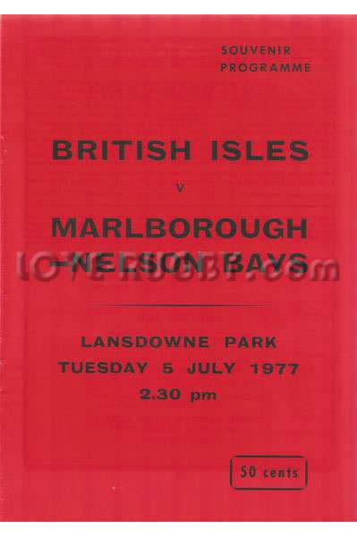 1977 Marlborough-Nelson Bays v British Lions  Rugby Programme